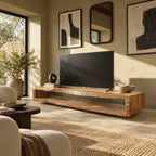 Sculptural Live Edge TV Console With Waterfall Base For Living Room