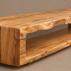 Sculptural Live Edge TV Console With Waterfall Base For Living Room