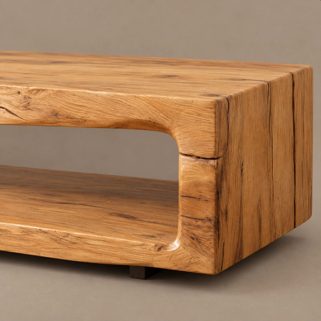 Sculptural Live Edge TV Console With Waterfall Base For Living Room