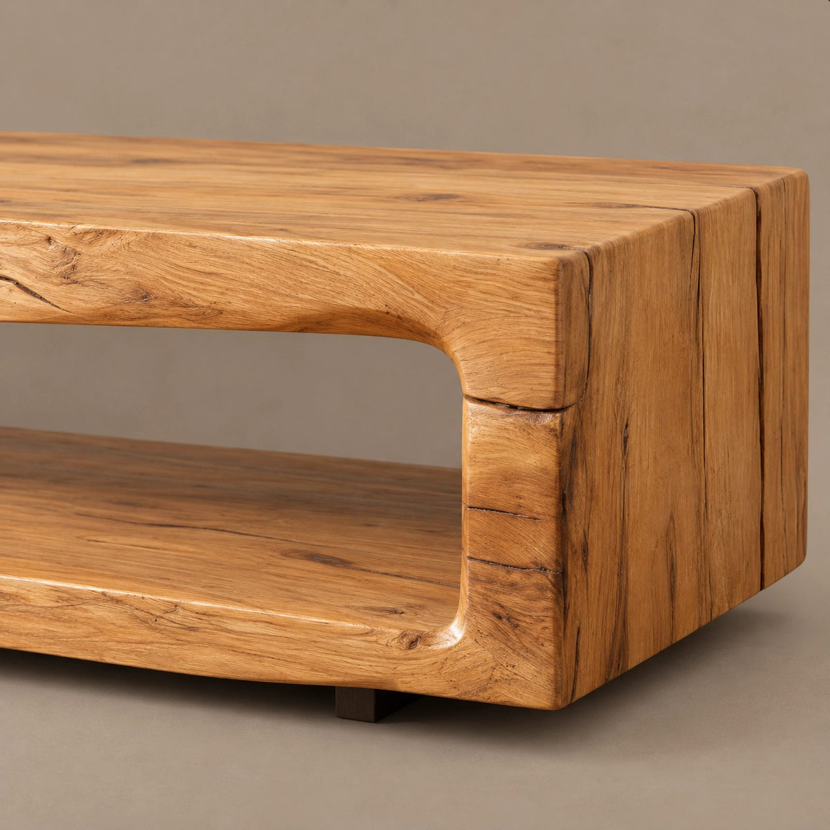 Sculptural Live Edge TV Console With Waterfall Base For Living Room
