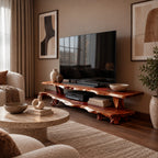 Organic Live Edge TV Console With Root Trunk Legs For Living Room