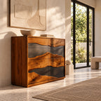 Organic Tall Dresser With Contrasting Wood Grain Front For Bedroom