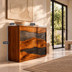 Organic Tall Dresser With Contrasting Wood Grain Front For Bedroom