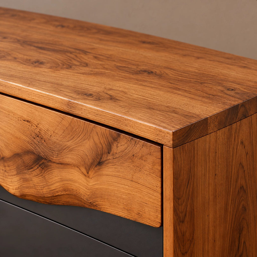 Organic Tall Dresser With Contrasting Wood Grain Front For Bedroom