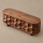 Sculptural Honeycomb Carved Wood Sideboard For Dining Room