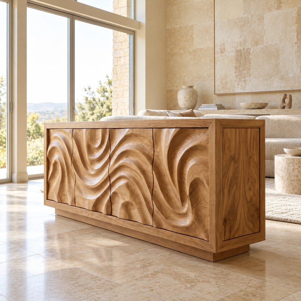 Contemporary Flowing Wave Sideboard For Dining Room