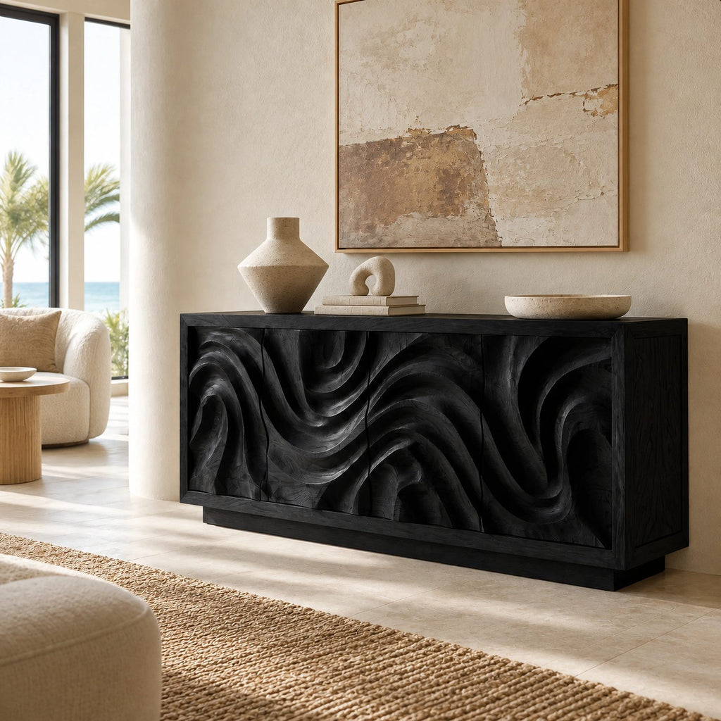 Contemporary Flowing Wave Sideboard For Dining Room
