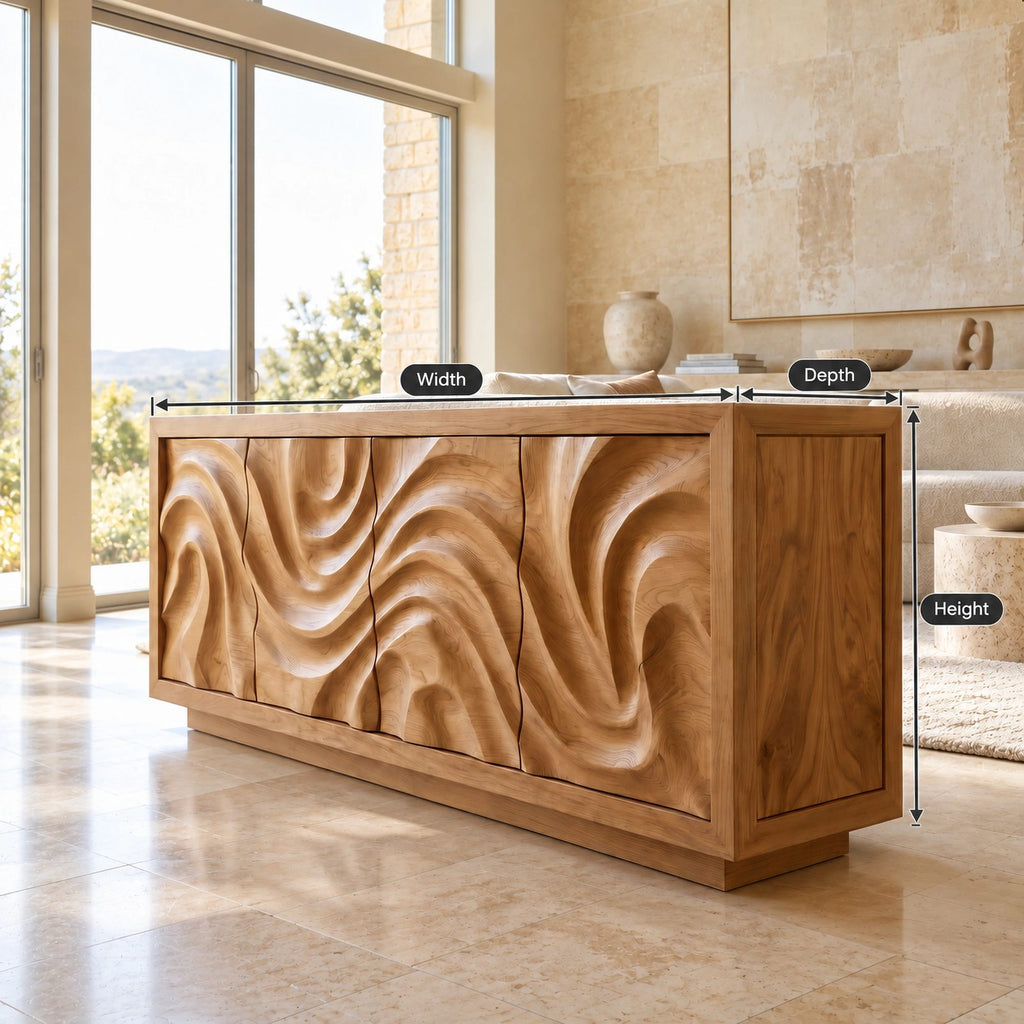 Contemporary Flowing Wave Sideboard For Dining Room