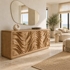 Organic Wave Carved Sideboard For Dining Room