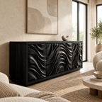 Organic Wave Carved Sideboard For Dining Room