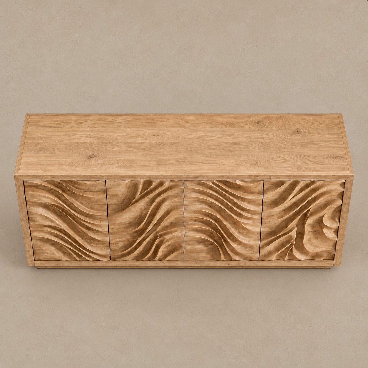 Organic Wave Carved Sideboard For Dining Room