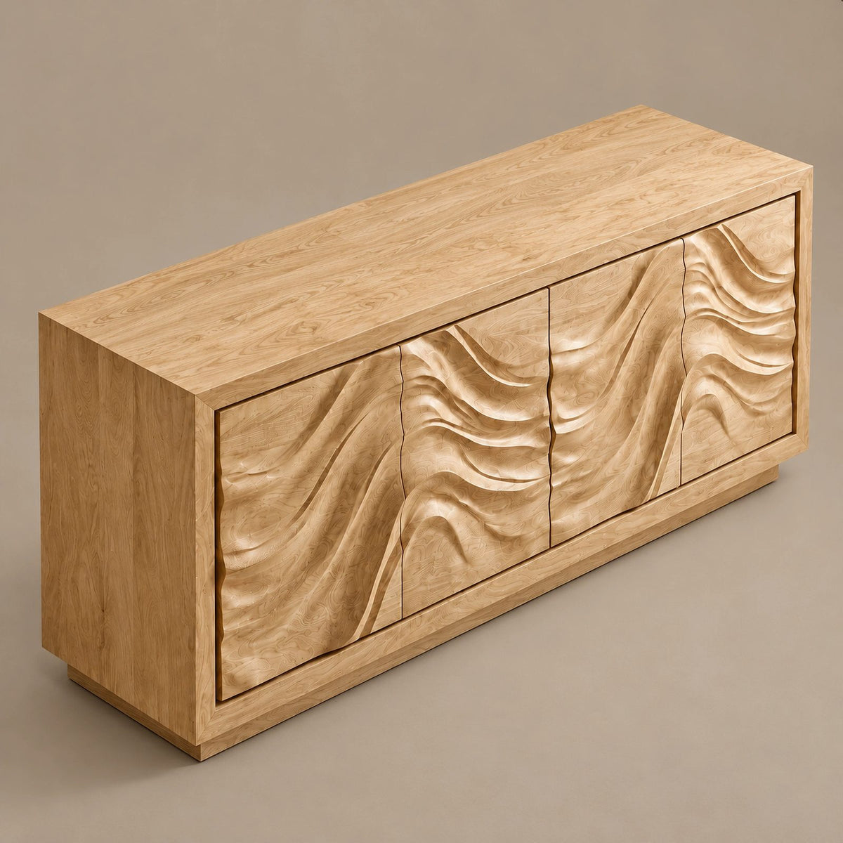 Sculptural Wave Front Storage Sideboard For Dining Room