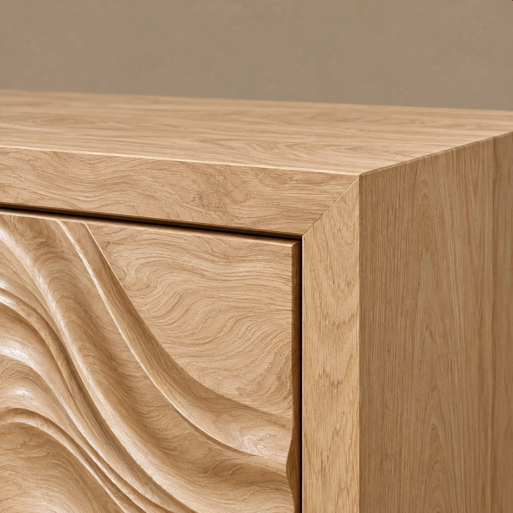 Sculptural Wave Front Storage Sideboard For Dining Room