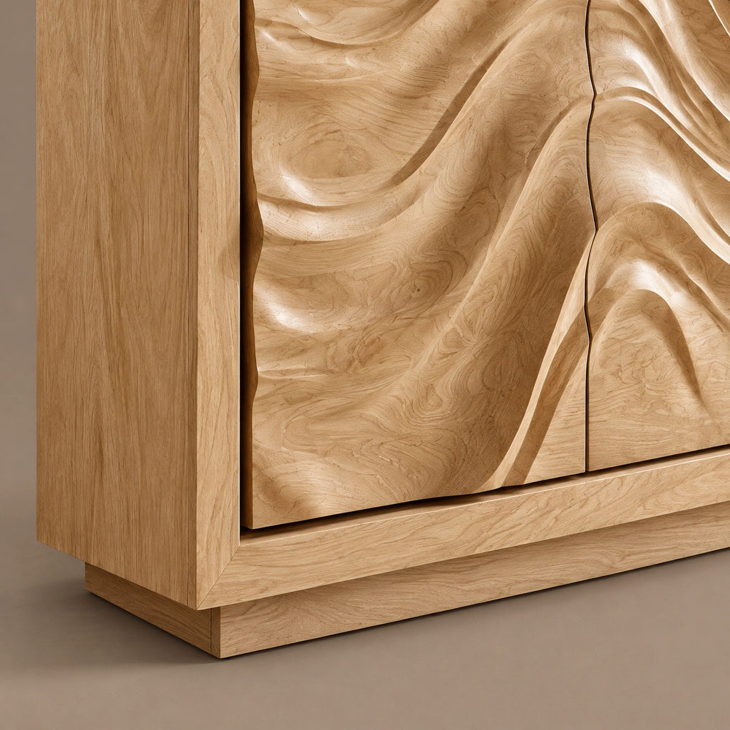 Sculptural Wave Front Storage Sideboard For Dining Room