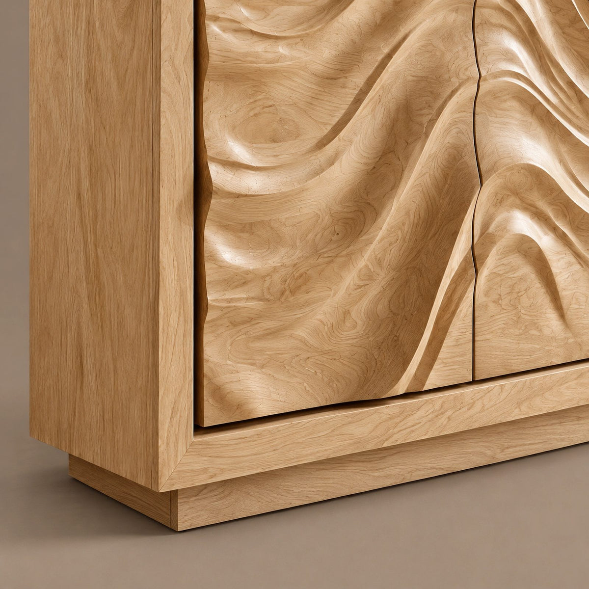 Sculptural Wave Front Storage Sideboard For Dining Room