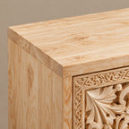 Handcrafted Carved Medallion Wood Sideboard For Entryway
