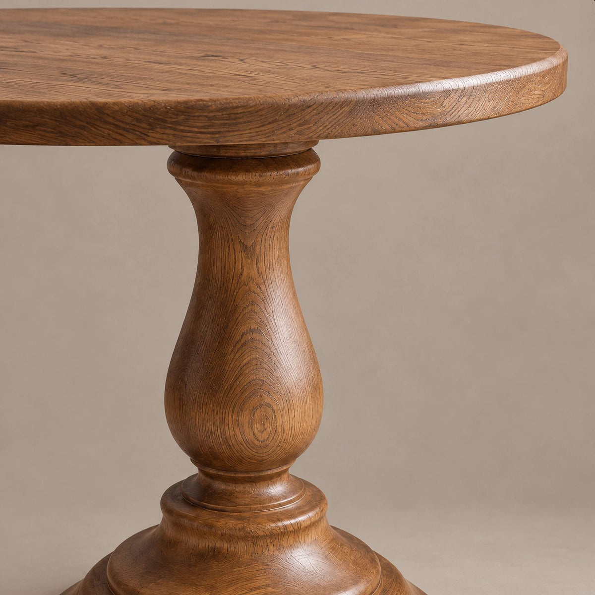 Farmhouse Solid Wood Round Pedestal Dining Table For Dining Room