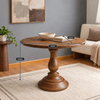 Farmhouse Solid Wood Round Pedestal Dining Table For Dining Room