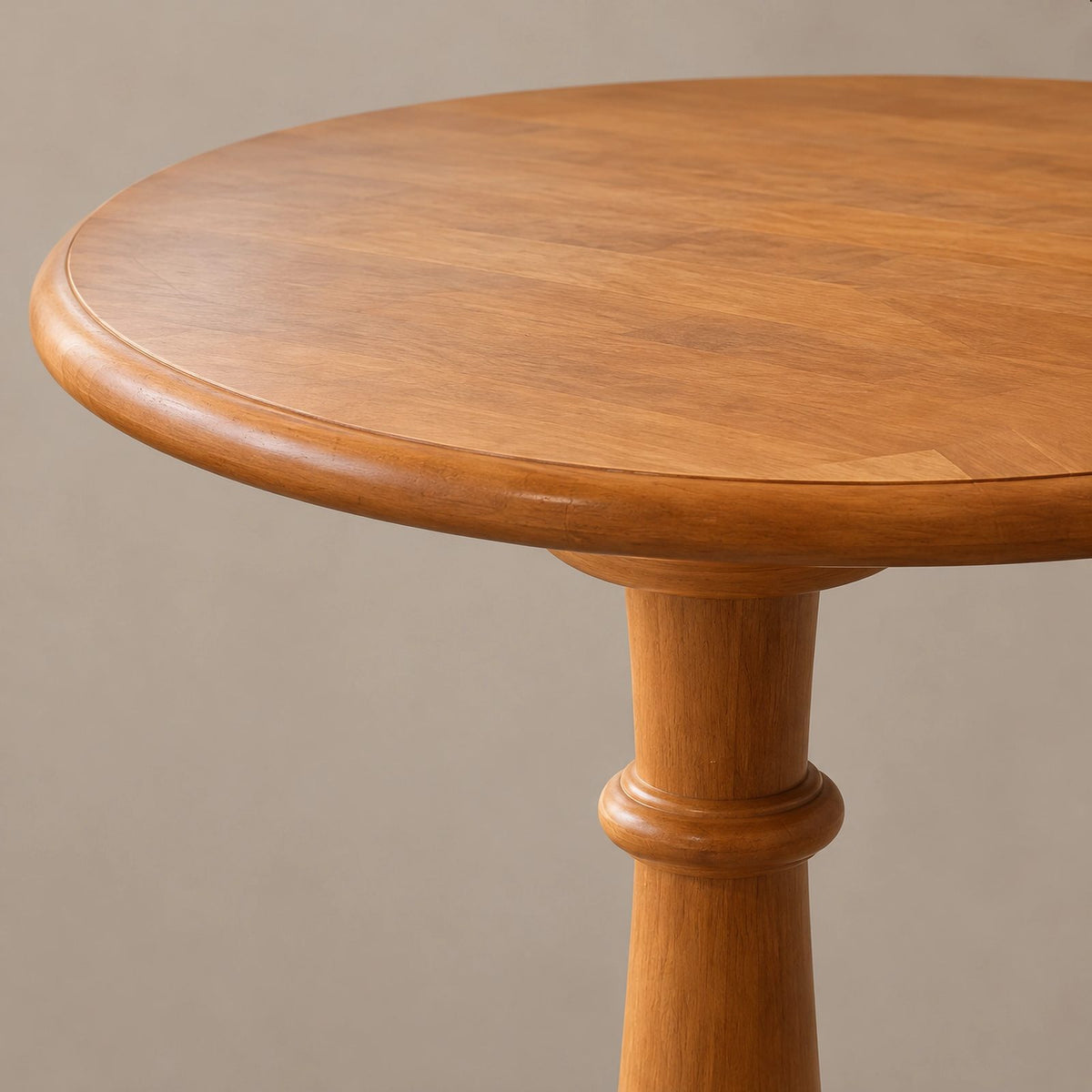 Minimalist Solid Wood Round Dining Table With Turned Pedestal For Kitchen