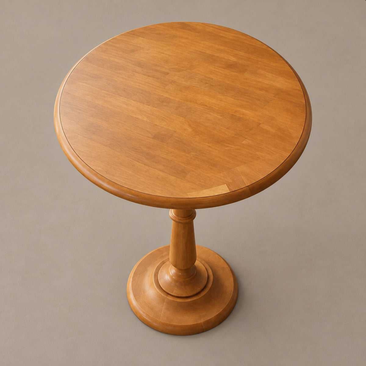 Minimalist Solid Wood Round Dining Table With Turned Pedestal For Kitchen