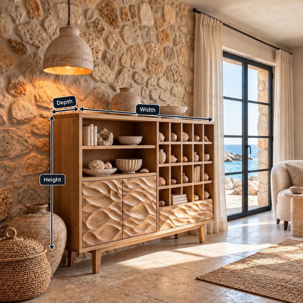 Scandinavian Sideboard With Open Display Compartments For Dining Room