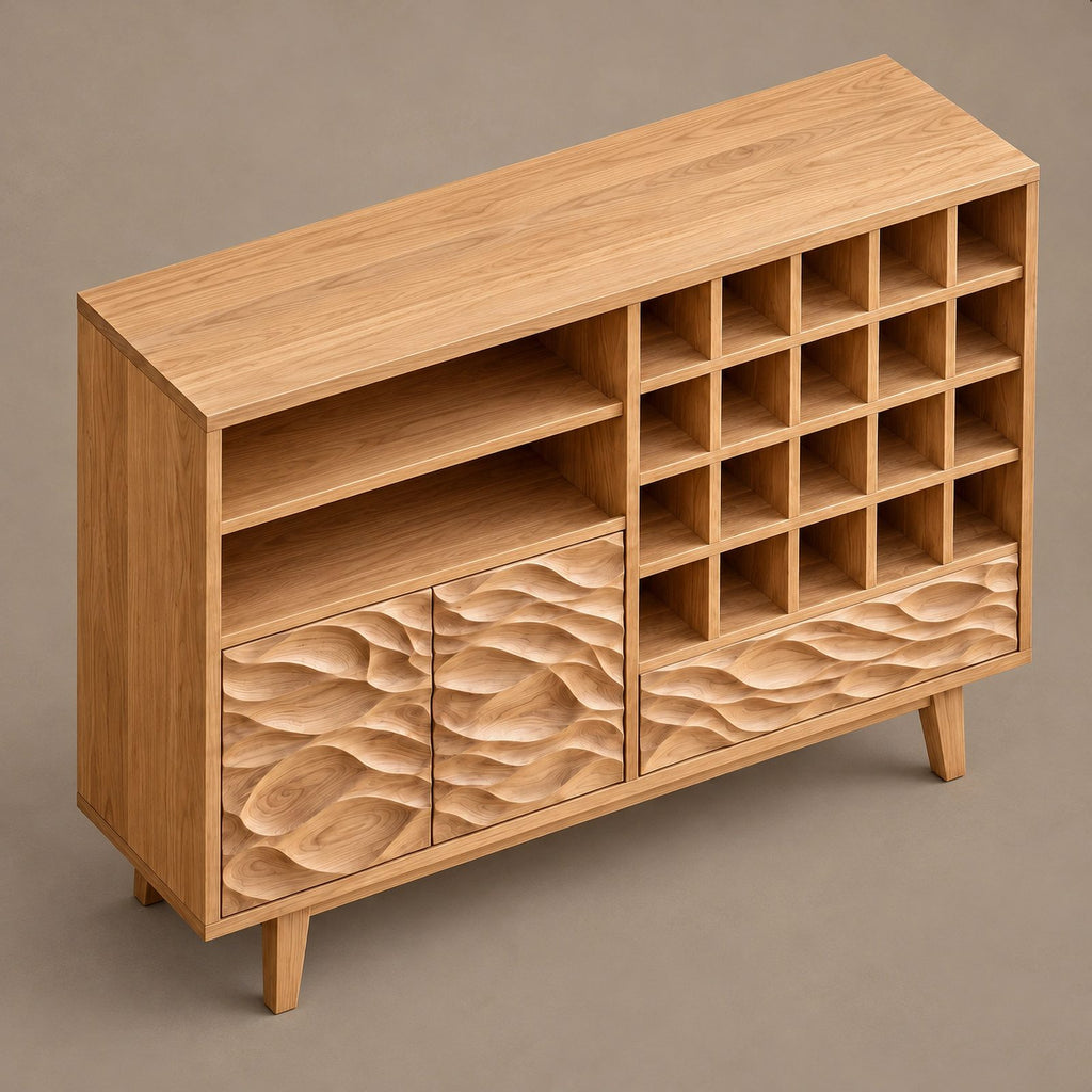 Scandinavian Sideboard With Open Display Compartments For Dining Room