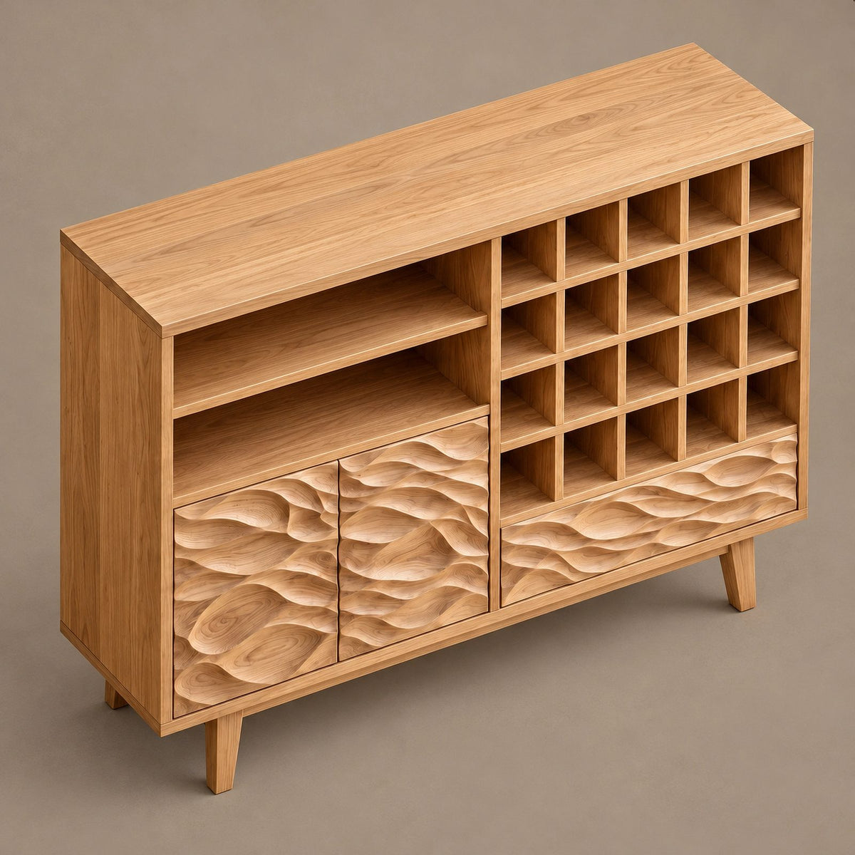 Scandinavian Sideboard With Open Display Compartments For Dining Room