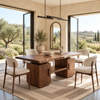 Modern Live Edge Slab Dining Table With Dual Storage Pedestals