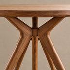 Mid Century Round Dining Table With Architectural Flared Base For Dining Room