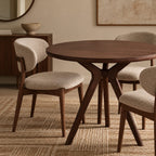 Mid Century Round Dining Table With Architectural Flared Base For Dining Room