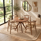 Mid Century Round Dining Table With Architectural Flared Base For Dining Room