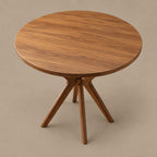 Mid Century Round Dining Table With Architectural Flared Base For Dining Room