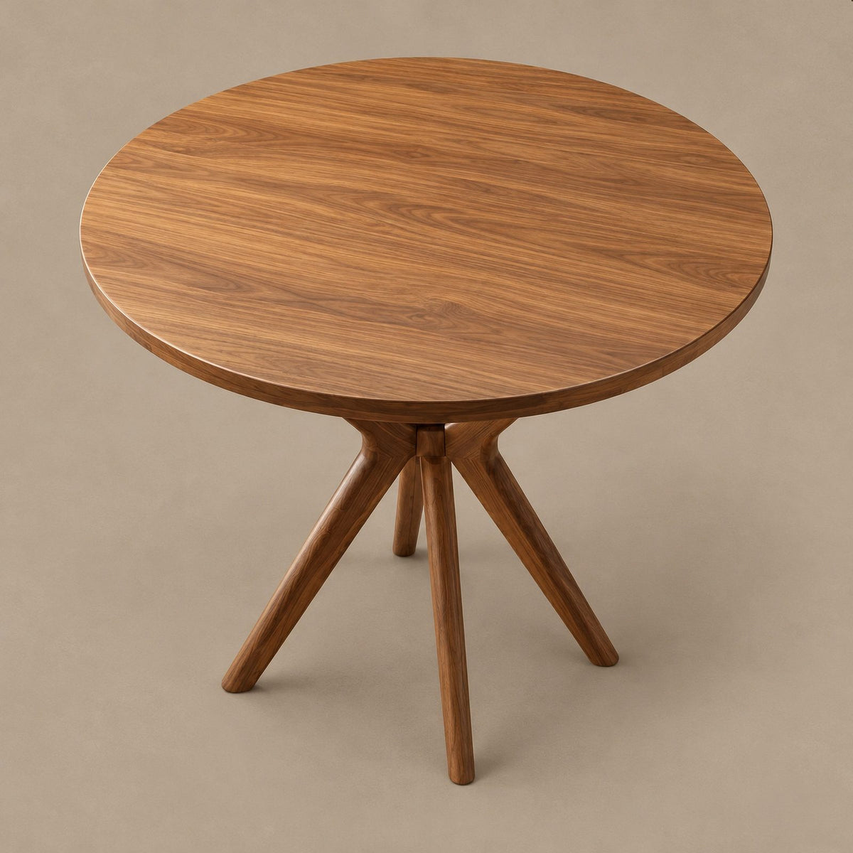Mid Century Round Dining Table With Architectural Flared Base For Dining Room