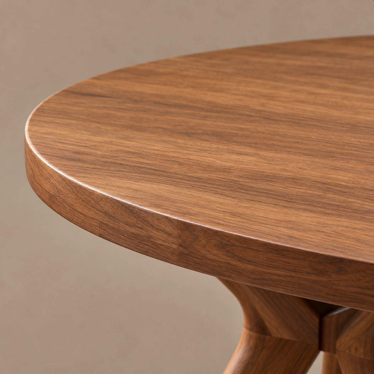 Mid Century Round Dining Table With Architectural Flared Base For Dining Room