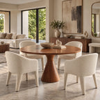Organic Sculptural Round Dining Table With Carved Pedestal For Dining Room
