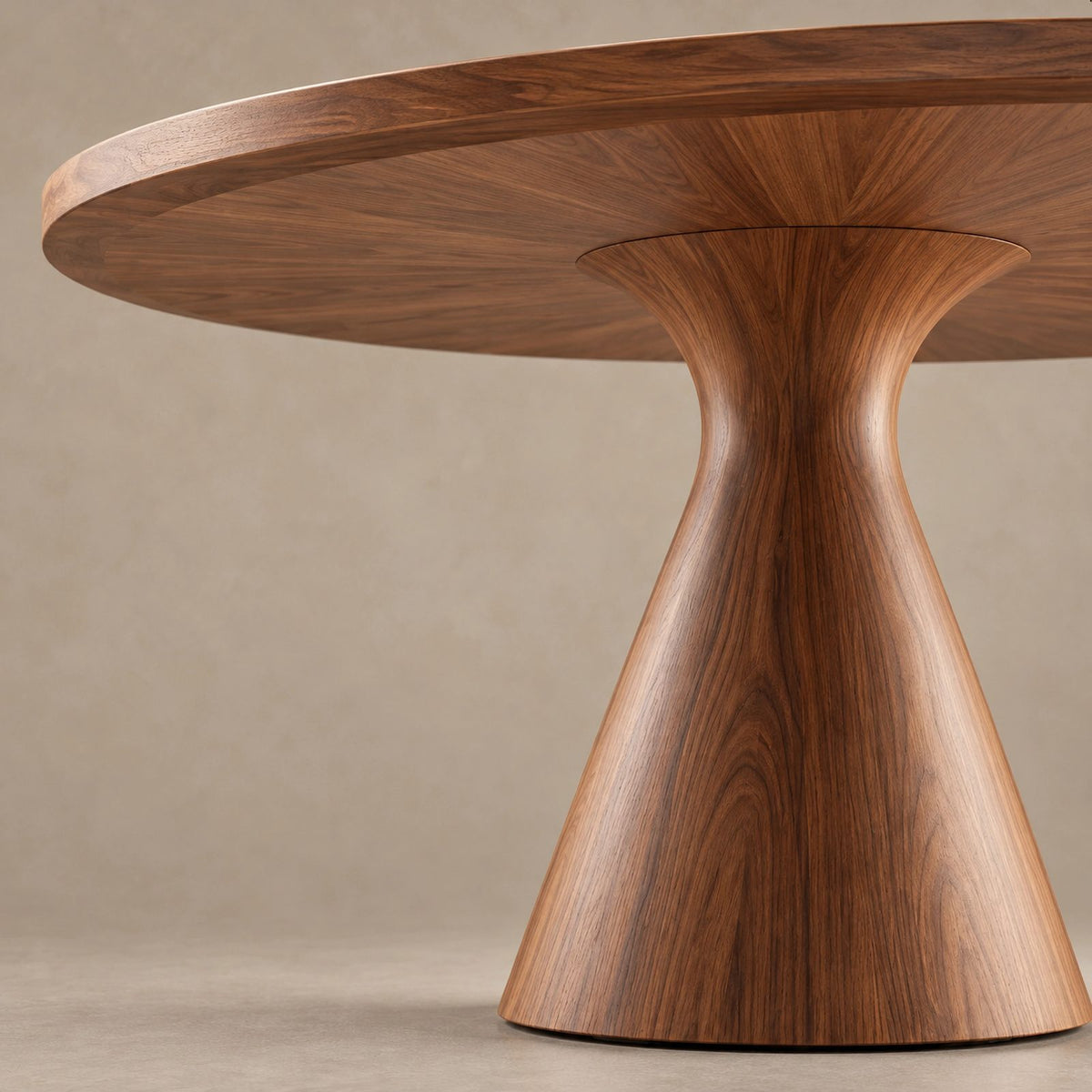Organic Sculptural Round Dining Table With Carved Pedestal For Dining Room