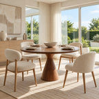 Organic Sculptural Round Dining Table With Carved Pedestal For Dining Room