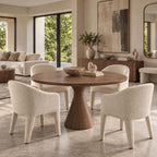 Organic Sculptural Round Dining Table With Carved Pedestal For Dining Room