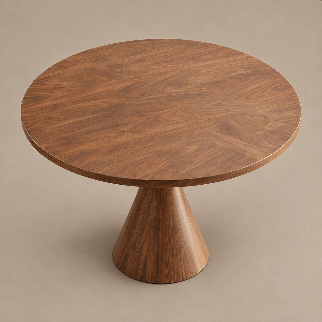 Organic Sculptural Round Dining Table With Carved Pedestal For Dining Room