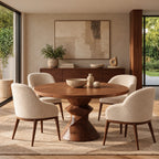 Contemporary Round Dining Table With Sculptural Carved Base For Dining Room