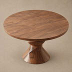 Contemporary Round Dining Table With Sculptural Carved Base For Dining Room