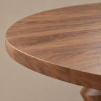 Contemporary Round Dining Table With Sculptural Carved Base For Dining Room