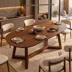 Organic Oval Live Edge Dining Table With Crossed Base For Dining Room