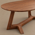 Organic Oval Live Edge Dining Table With Crossed Base For Dining Room