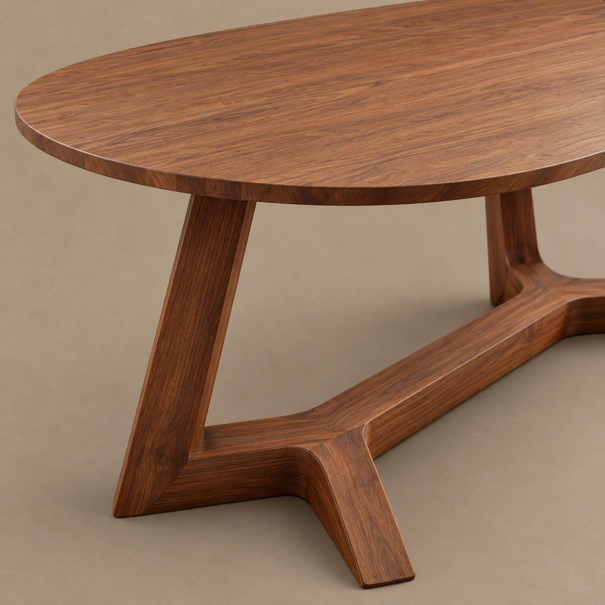Organic Oval Live Edge Dining Table With Crossed Base For Dining Room