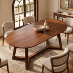 Organic Oval Live Edge Dining Table With Crossed Base For Dining Room