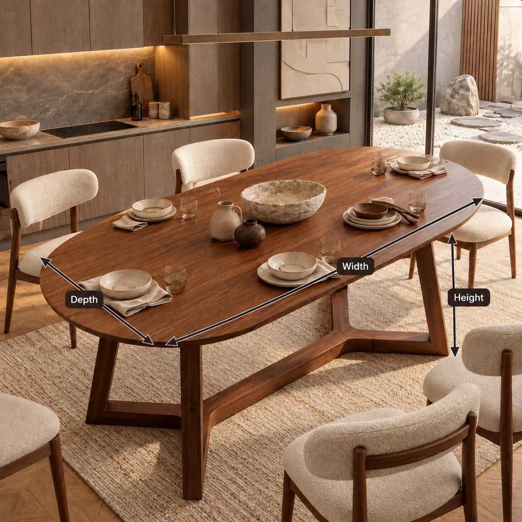 Organic Oval Live Edge Dining Table With Crossed Base For Dining Room