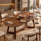 Organic Oval Live Edge Dining Table With Crossed Base For Dining Room