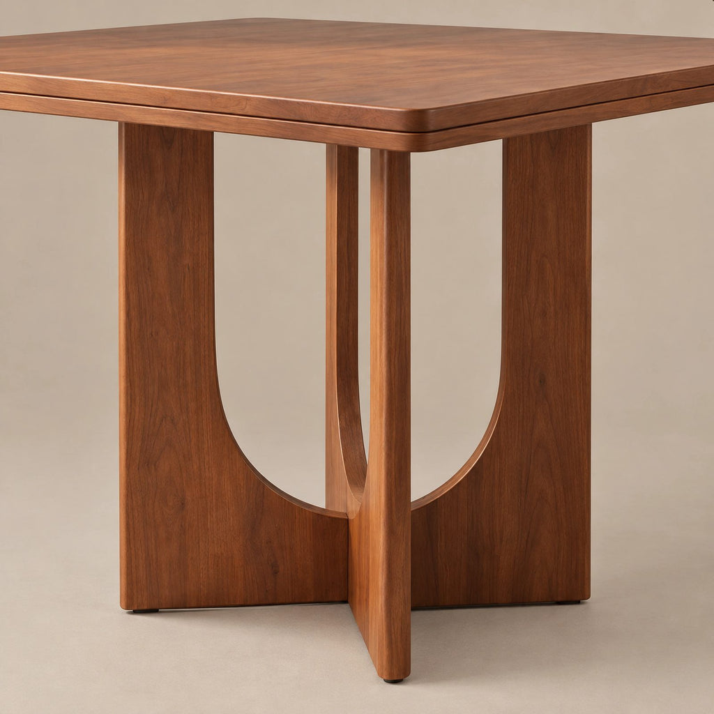 Sculptural Solid Wood Dining Table With Arch Pedestal Base For Kitchen