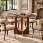 Sculptural Solid Wood Dining Table With Arch Pedestal Base For Kitchen